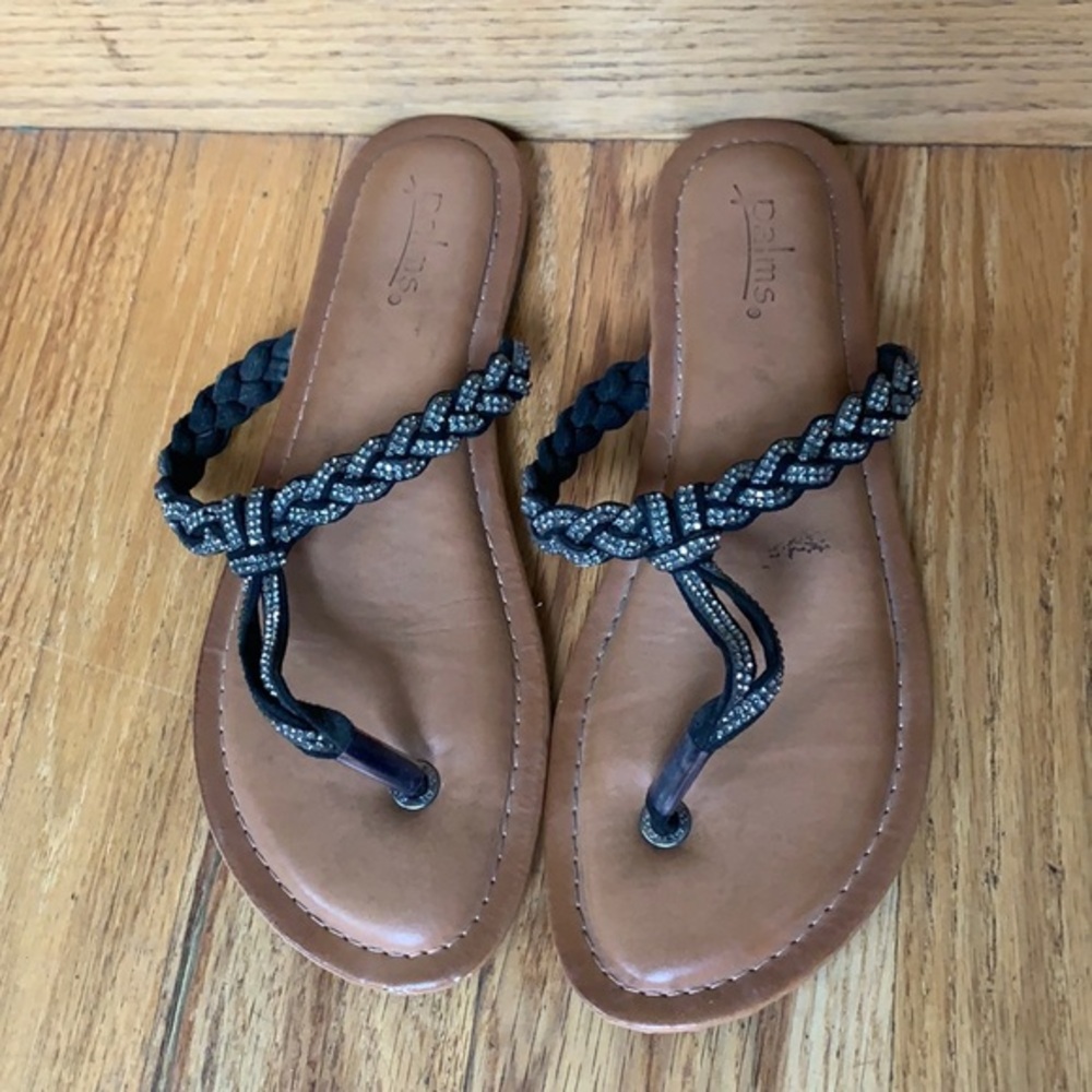 Palms Rhinestone Black braided Sandals